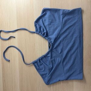 Blue Ruched Crop Top